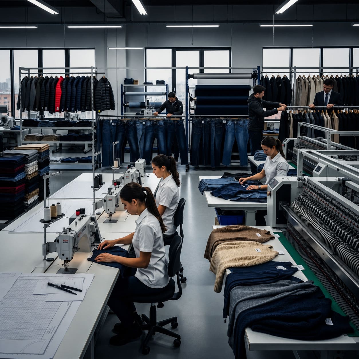 Garment manufacturing production floor