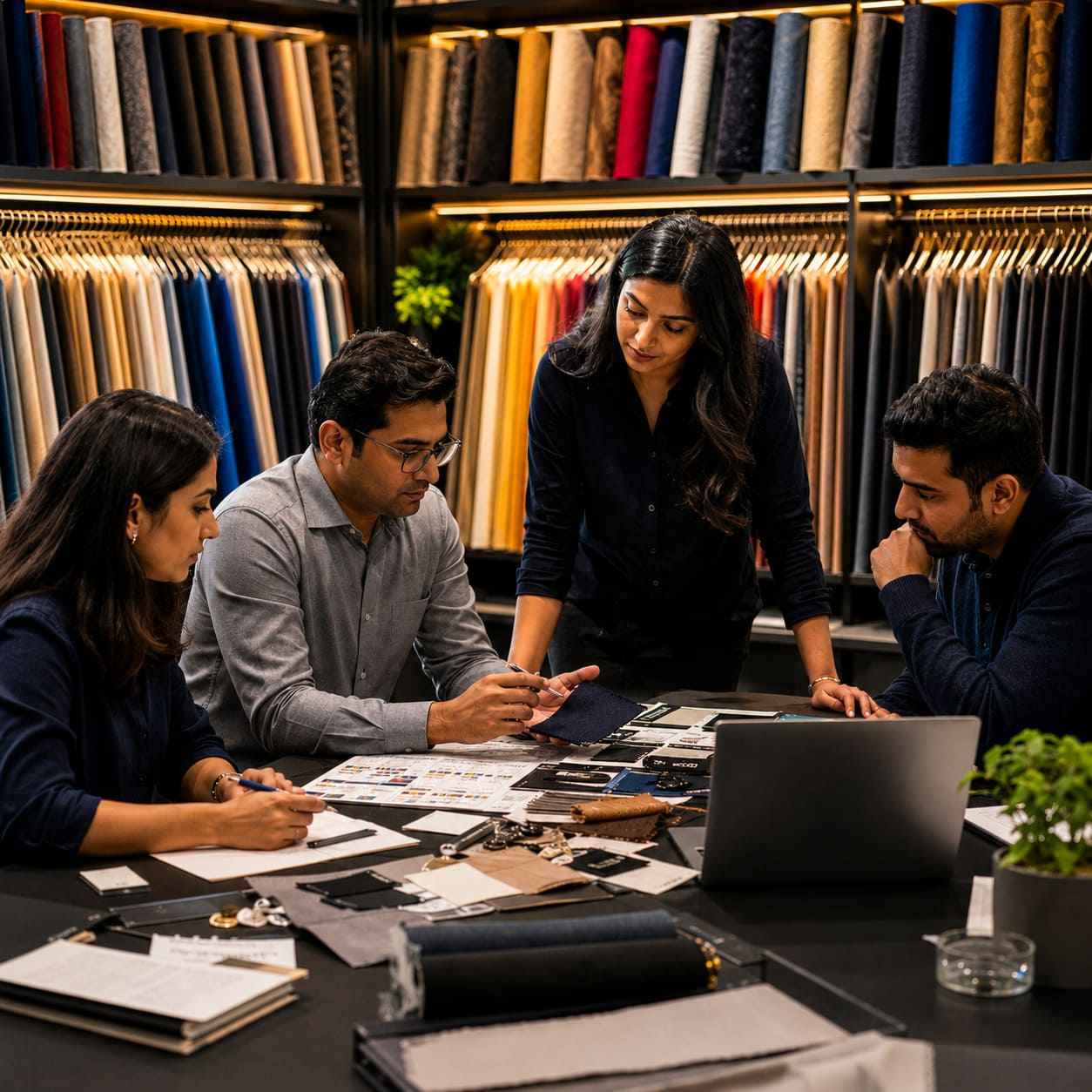 Garment sourcing, fabric and merchandising workspace