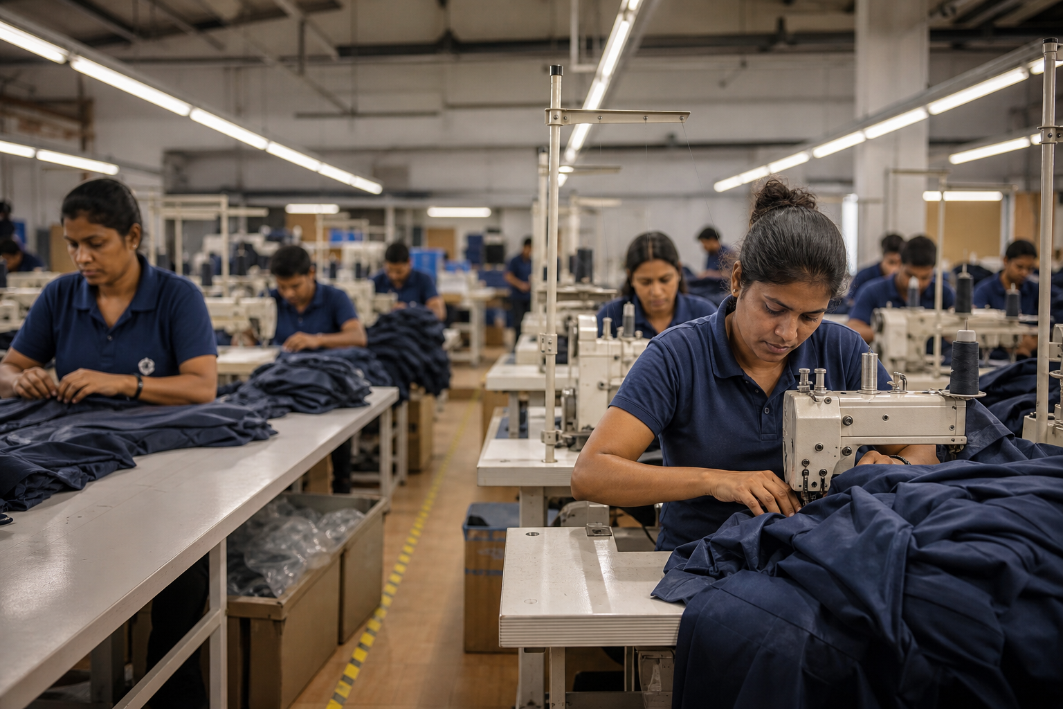 Bulk apparel manufacturing floor